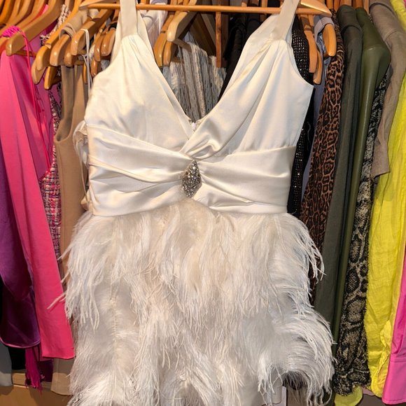 ALESSANDRA RICH - Feather-trimmed embellished silk minidress - Picture 6 of 9